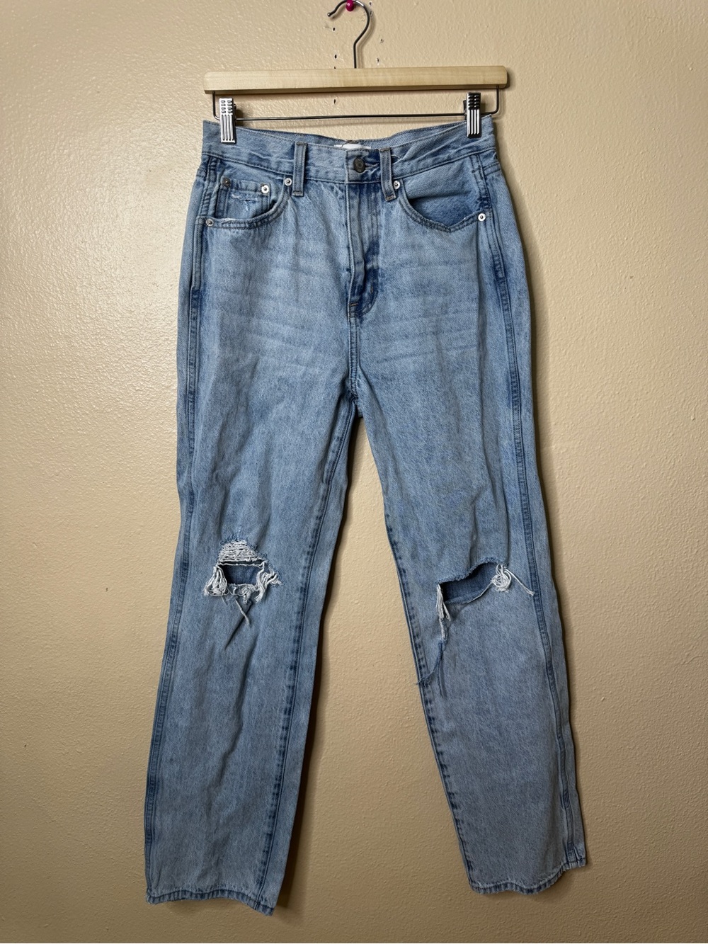 Pistola Womens Size 26 Jeans Light Wash Distressed Ripped Knee Straight Leg